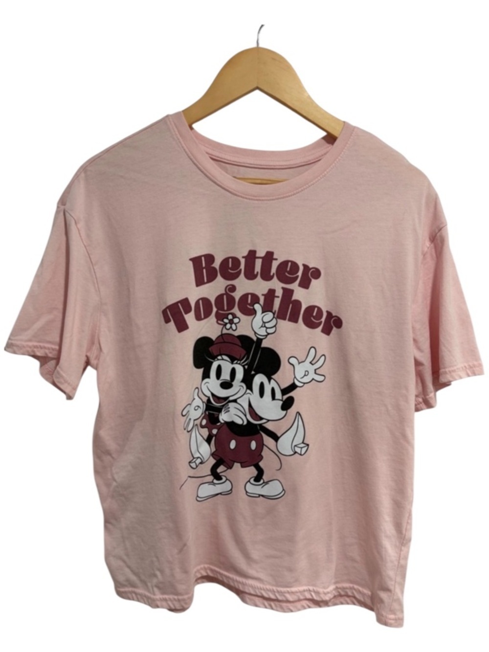 Disney Women’s Light Pink "Better Together" Mickey & Minnie Graphic Tee